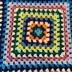 Vintage Granny Square Afghan Blanket